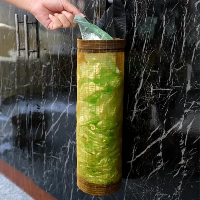 Picture of Trash Hanging Storage Plastic Bags Dispenser Garbage Wall Mounred Grocery Holder ANLAN