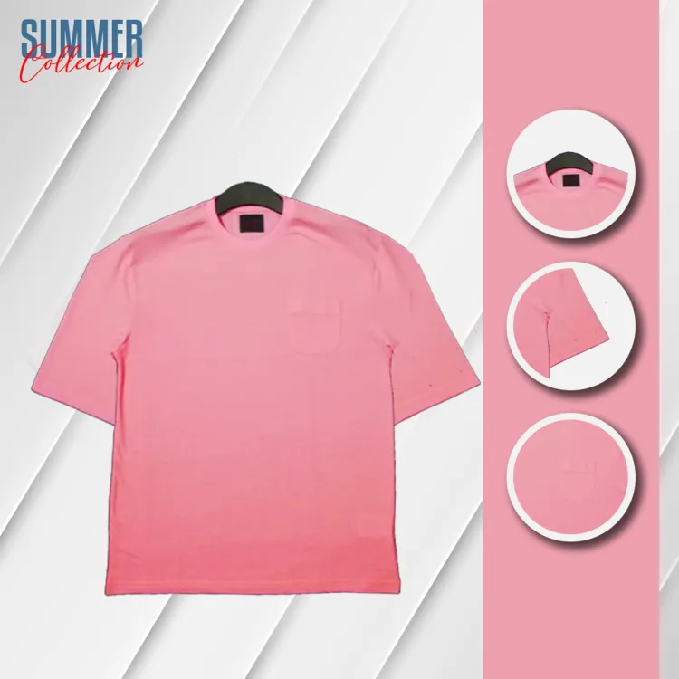 Buy Hot Pink Color Drop Shoulder With Pocket T-Shirt For Men Online at Best Price in Bangladesh