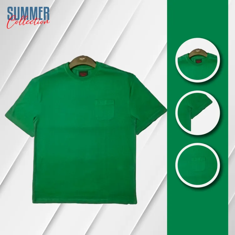 Buy Battle Green Color Drop Shoulder With Pocket T-Shirt For Men Online at Best Price in Bangladesh