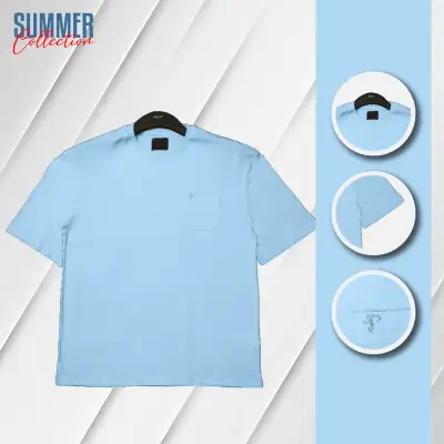 Buy Sky Blue Color Drop Shoulder With Pocket T-Shirt For Men Online at Best Price in Bangladesh
