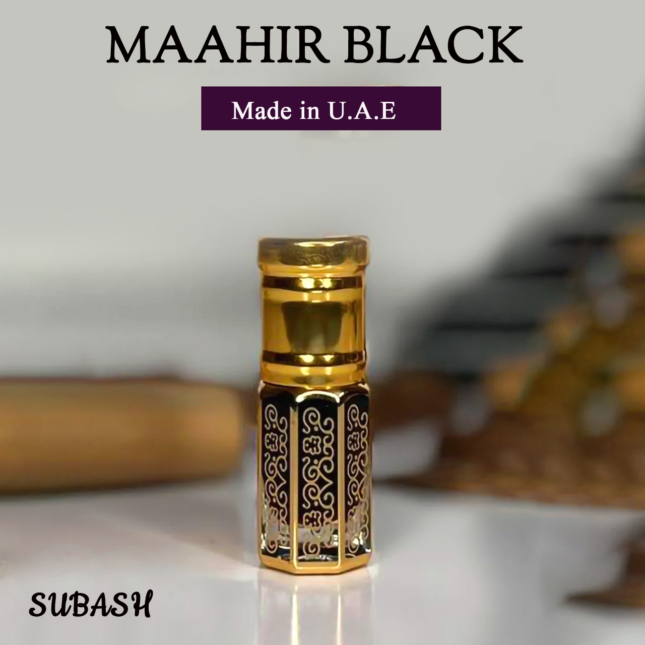 Picture of Maahir Black Made In U.A.E Premium Natural Arabian long lasting attar for man 12m 12ml
