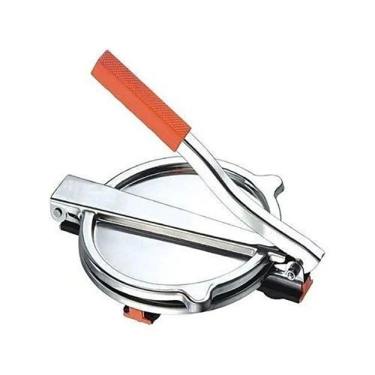 Case Plus Heavy Quality Stainless Steel 7.5 inch Dia.Puri Maker Press Machine with Hand Manual Stainless Steel Puri Press Papad/Khakhra/Chapati Maker(RED Handle)