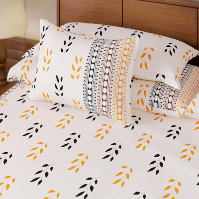 Picture of Regal Bed Sheet- Yellow Black Leaf