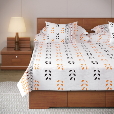 Picture of Regal Bed Sheet- Yellow Black Leaf