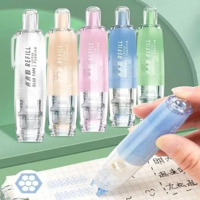 Picture of Adhesive Tape Roller 360 Degree Rotating 5m * 6mm Double-Sided Clickable Replaceable Core Adhesive Dot Point Tape , Retractable Scrapbooking Adhesive Roller Runner