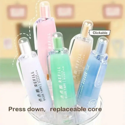 Picture of Adhesive Tape Roller 360 Degree Rotating 5m * 6mm Double-Sided Clickable Replaceable Core Adhesive Dot Point Tape , Retractable Scrapbooking Adhesive Roller Runner