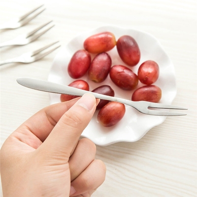 Picture of 1pcs Stainless Steel Flatware Fruit Fork Appetizer Snack Dessert Fork Birthday Party Fruit Pick Gadget Kitchen Accessories