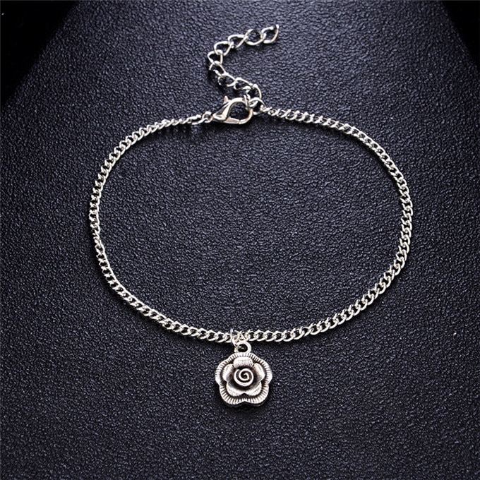 Picture of Bohemian Personality Sun Flower Rose Female Anklets Bead Chain Double Layer Anklet Foot Jewelry Ankle Bracelets For Women Leg Chain