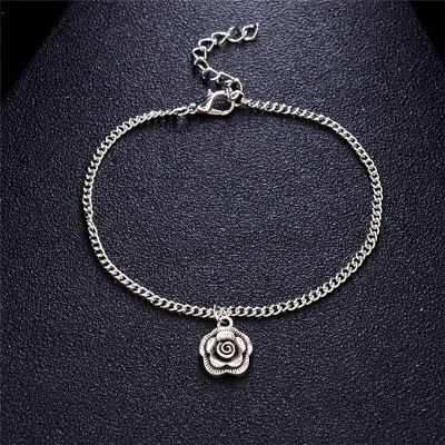 Picture of Bohemian Personality Sun Flower Rose Female Anklets Bead Chain Double Layer Anklet Foot Jewelry Ankle Bracelets For Women Leg Chain