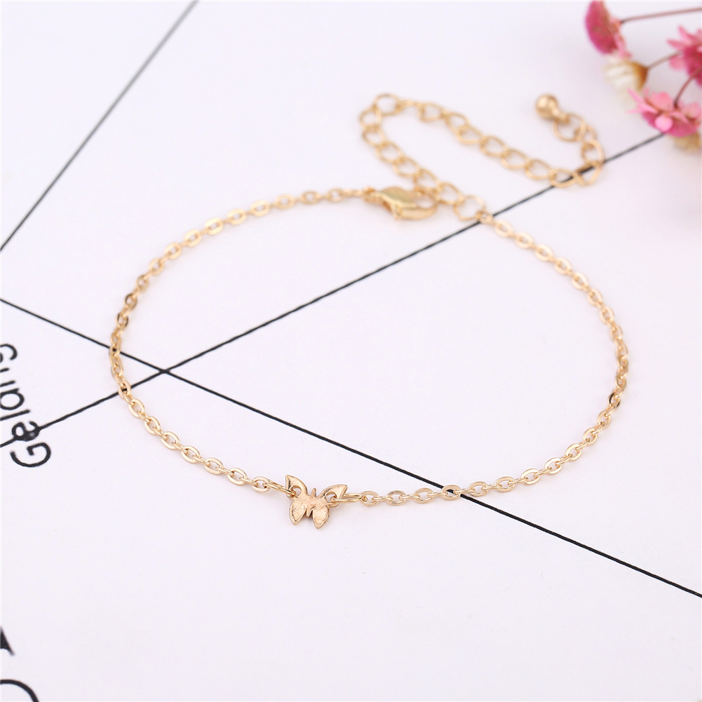 Picture of Modern female Anklets Bracelets gold Color chain butterfly Leg simple Bracelets Anklet Foot Chain For Female Wedding Gifts