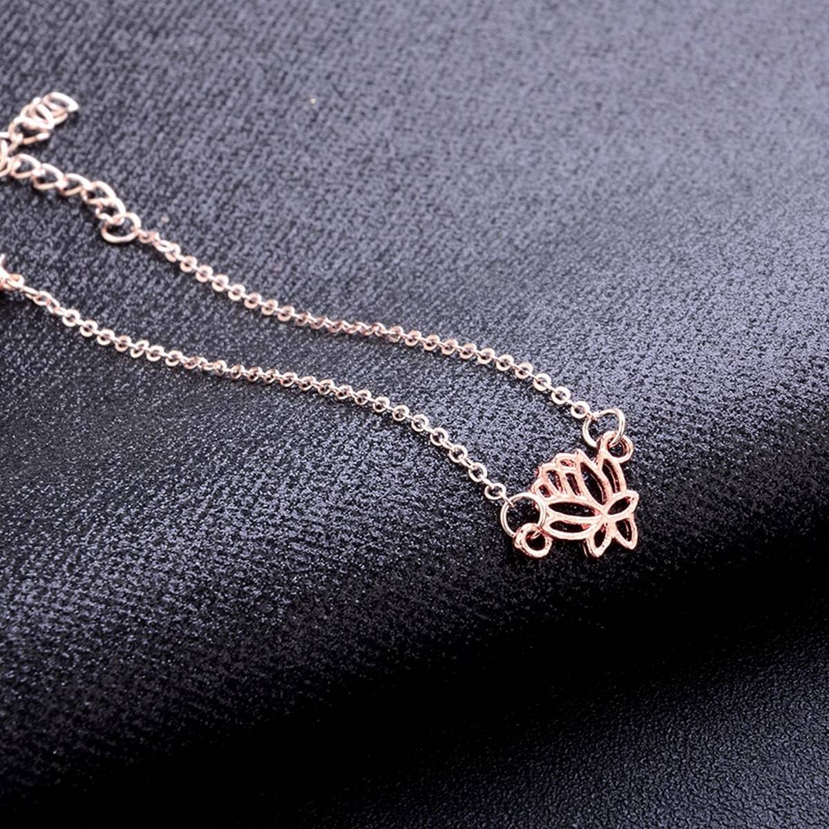 Picture of Elegant Simple Hollow Lotus Flower Anklet Bracelet Chain Jewelry For Women Girl Jewelry Flower Lotus Ankles Beach Foot Jewelry