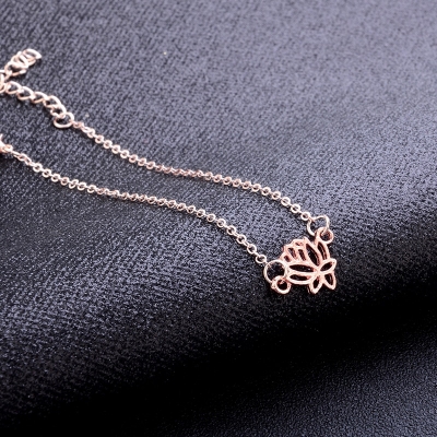 Picture of Elegant Simple Hollow Lotus Flower Anklet Bracelet Chain Jewelry For Women Girl Jewelry Flower Lotus Ankles Beach Foot Jewelry
