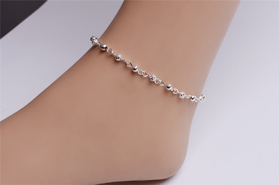 Picture of Exquisite Silver Color Ankles Woman Small Bead Hollow Balls Ankle Bracelet For Women Beach Foot Accessories Cheap Price