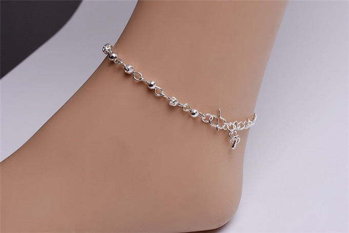 Picture of Exquisite Silver Color Ankles Woman Small Bead Hollow Balls Ankle Bracelet For Women Beach Foot Accessories Cheap Price
