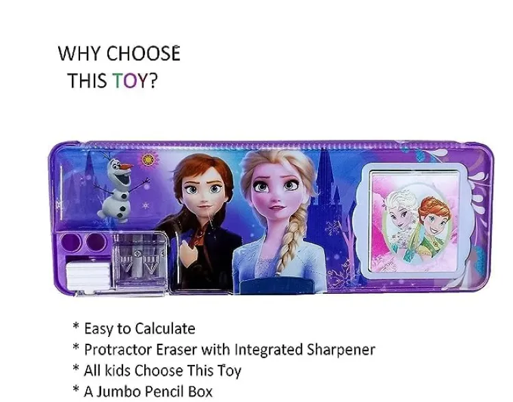 Picture of Pencil box with calculator and dual sharpener for school, kids of any color