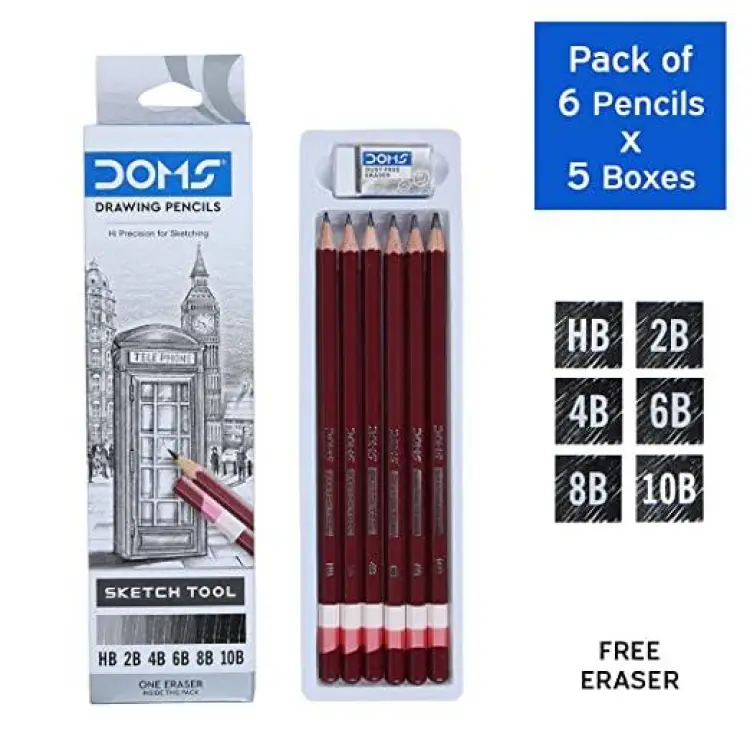 Picture of Domes Drawing and Sketch Pencil Set-hb 2b 4b 6b 8b 10b and Eraser