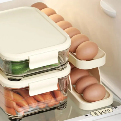 Picture of Double-Layer Egg Dispenser Automatic Roll-Down Egg Storage Rack 