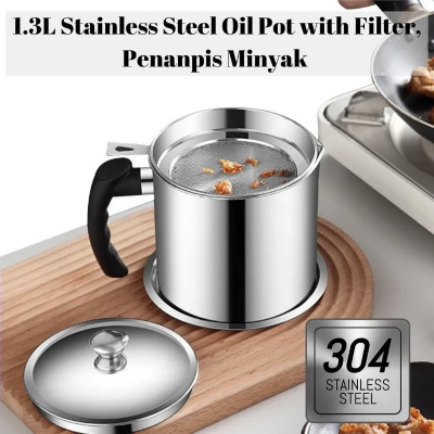 Picture of 1.3l Stainless Steel Oil Filter Household Oil Container with Lid Cooking Oil Fat Separator for Filter Residue