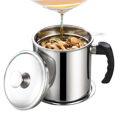 Picture of 1.3l Stainless Steel Oil Filter Household Oil Container with Lid Cooking Oil Fat Separator for Filter Residue