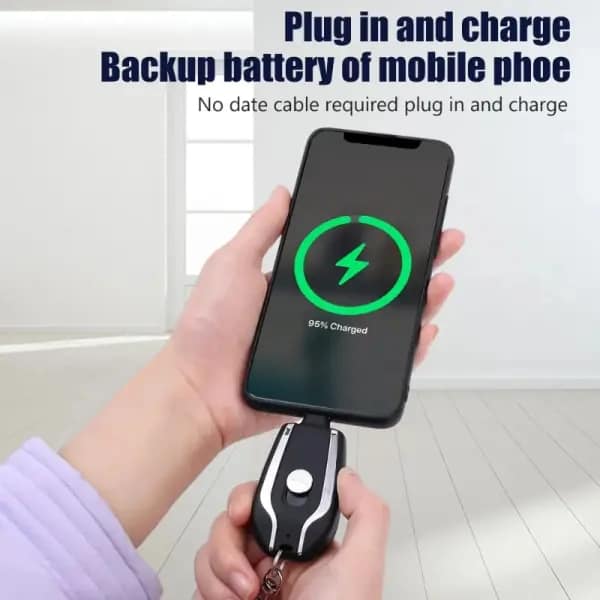 Picture of 1500mAh Portable Keychain Power Bank|Fast Charging for Type C Phone|Charger External Battery Pack for Emergency Power