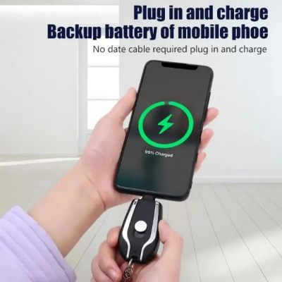 Picture of 1500mAh Portable Keychain Power Bank|Fast Charging for Type C Phone|Charger External Battery Pack for Emergency Power