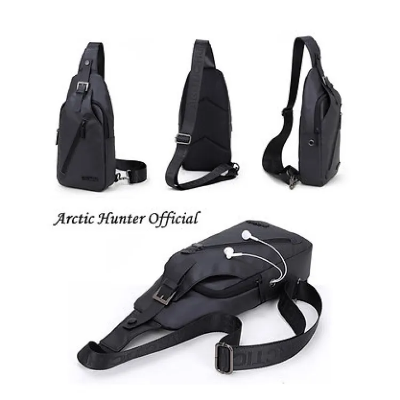 Picture of Arctic Hunter Brand Casual Black Chest Bag Male Waterproof Messenger Bags