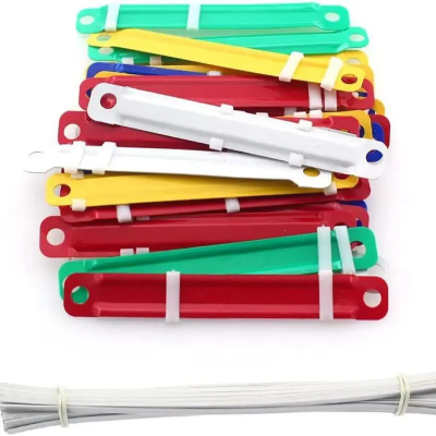 Picture of Clamping Strip, Color Binding Clips, Double Hole Simple Binder, Two-hole Document, Binderdurable Filing Strip Fastener, Colored Filing Clip, Plastic Fasteners Filing Clips for Paper Files, 50 Pcs