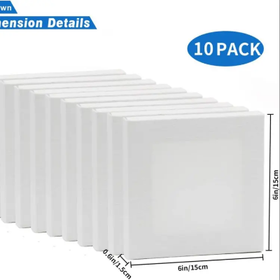 Picture of White Blank Canvas Boards, Artist Canvas Panels, Canvas Wooden Boards for Painting 10pcs 6 x 6