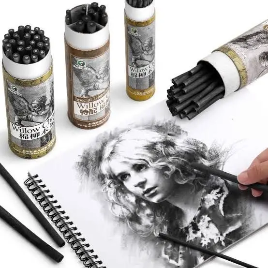Picture of Maries Charcoal Strip Cotton Willow Carbon Rod Art Special Soft Charcoal Sketch Pencil Supplies For Practice