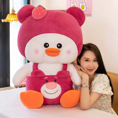 Picture of Lovely Strawberry Duck Doll Plush Stuffed Animals Cute Duck Toy