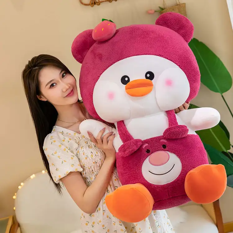 Picture of Lovely Strawberry Duck Doll Plush Stuffed Animals Cute Duck Toy