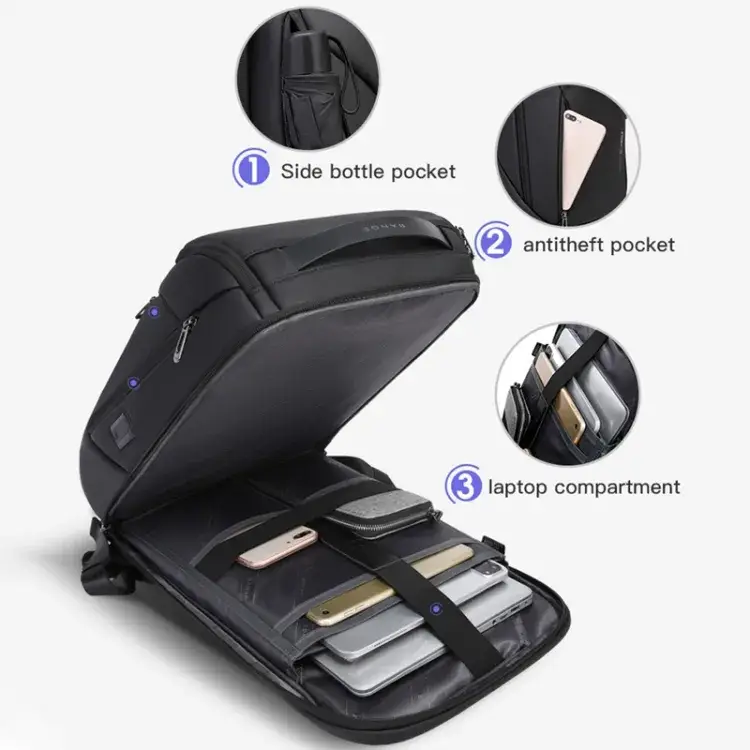Picture of BANGE BG 2517 premium Backpack Anti Theft Water Repellent Fabric Laptop bag with USB Charging