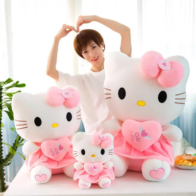 Picture of badgeBig Hello Kitty Plush Soft Toys Cute Stuffed Kitty Doll Hugging Pillow with Love Heart