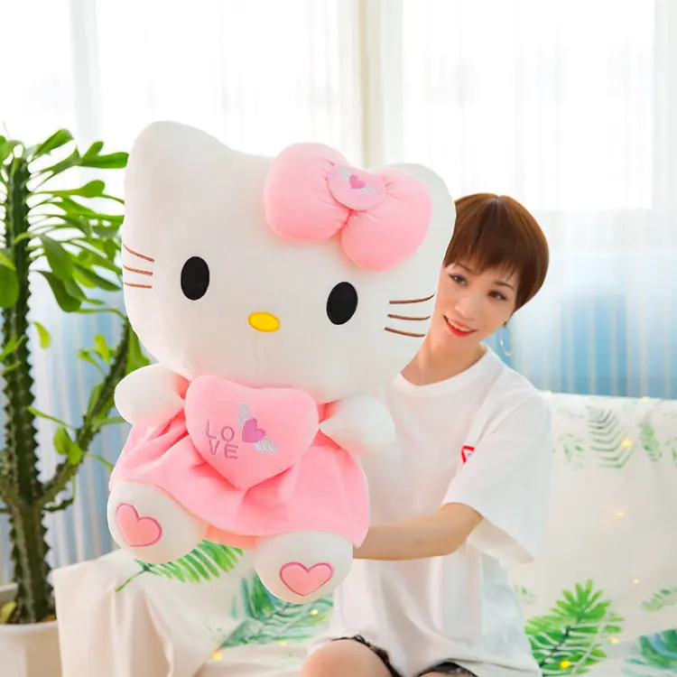 Picture of badgeBig Hello Kitty Plush Soft Toys Cute Stuffed Kitty Doll Hugging Pillow with Love Heart