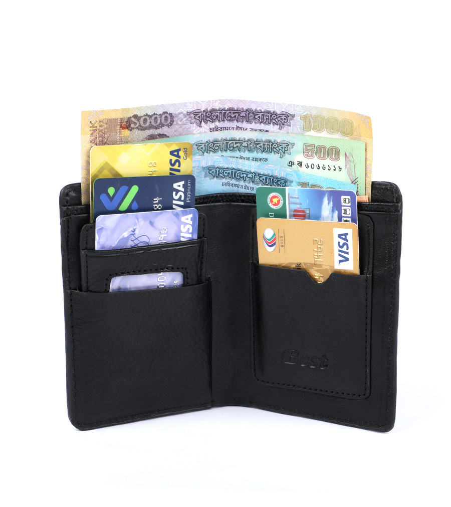 Buy Black 100% Leather Wallet For Men's - Money Bag With Special Box at Best Price In Bangladesh