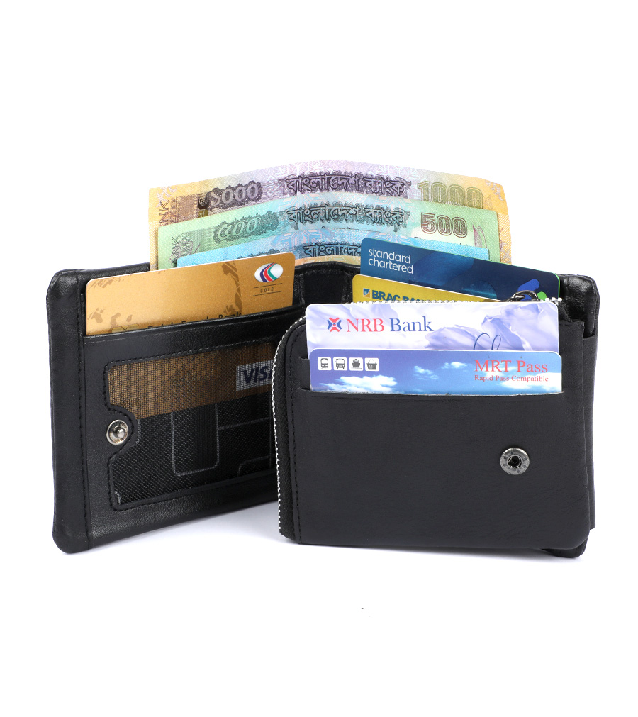 Buy Premium Quality Leather short Men's Luxury Wallets trifold custom leather wallet at Best Price In Bangladesh