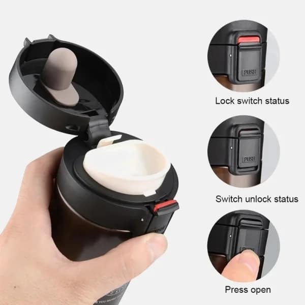 Picture of New Double Wall Vacuum Insulated Stainless Steel Tea Coffee Mug Thermos Flask Travel Mug Tumbler with Flip Lid Mesh Filter Hot and Cold for 4-6 Hours-Best Gadgets