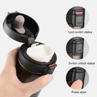 Picture of New Double Wall Vacuum Insulated Stainless Steel Tea Coffee Mug Thermos Flask Travel Mug Tumbler with Flip Lid Mesh Filter Hot and Cold for 4-6 Hours-Best Gadgets