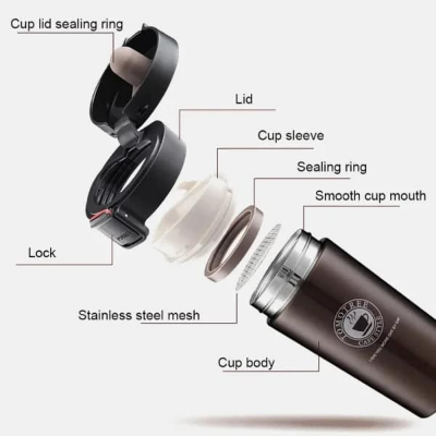 Picture of New Double Wall Vacuum Insulated Stainless Steel Tea Coffee Mug Thermos Flask Travel Mug Tumbler with Flip Lid Mesh Filter Hot and Cold for 4-6 Hours-Best Gadgets