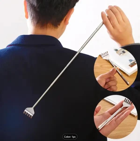 Picture of 1 Pc Adjustable Back Scratcher Stainless Steel Back Telescopic Portable Extendable Claw Extender Tickle Stick Massage Tool
