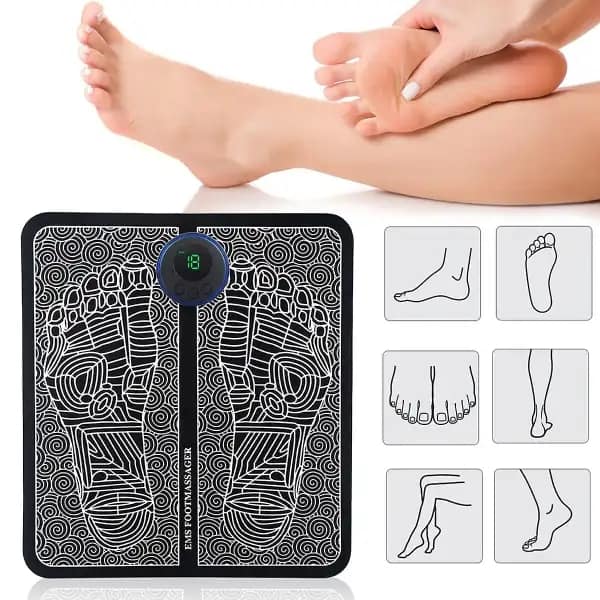 Picture of EMS Foot Massager | Folding Portable Feet Massage Machine | Electronic Muscle Stimulatior Massage Mat USB Rechargeable