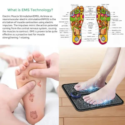 Picture of EMS Foot Massager | Folding Portable Feet Massage Machine | Electronic Muscle Stimulatior Massage Mat USB Rechargeable