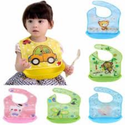 Picture of Multi Color Plastic Bibs For Babies (Color as per Stock) - 1 PCS