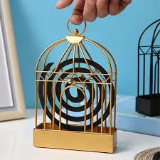 Picture of Birdcage Shape Iron 1Pcs - Mosquito Coil Holder Stand Mosquito Repellent Incense Burner Holder Hanger for Indoor Home Living Room Bedroom Hotel-Black