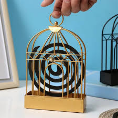 Picture of Birdcage Shape Iron 1Pcs - Mosquito Coil Holder Stand Mosquito Repellent Incense Burner Holder Hanger for Indoor Home Living Room Bedroom Hotel-Black