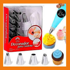 Picture of 12 Piece Cake Decorating Set Frosting Icing Piping Bag Tips with Steel Nozzles. Reusable & Washable