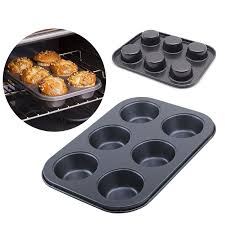 Picture of 6 Round Non Stick Muffin and Mini Cupcake Mold - Black