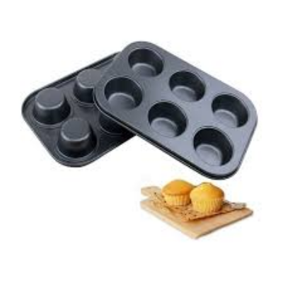 Picture of 6 Round Non Stick Muffin and Mini Cupcake Mold - Black