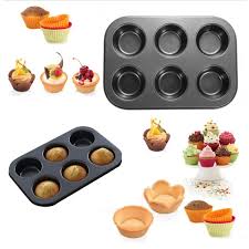 Picture of 6 Round Non Stick Muffin and Mini Cupcake Mold - Black