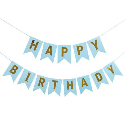 Picture of Happy Birthday Paper Banner - Black, Red, Light Blue, Pink And White Card Banner for Birthday Decoration - (Pack of 1 Piece)